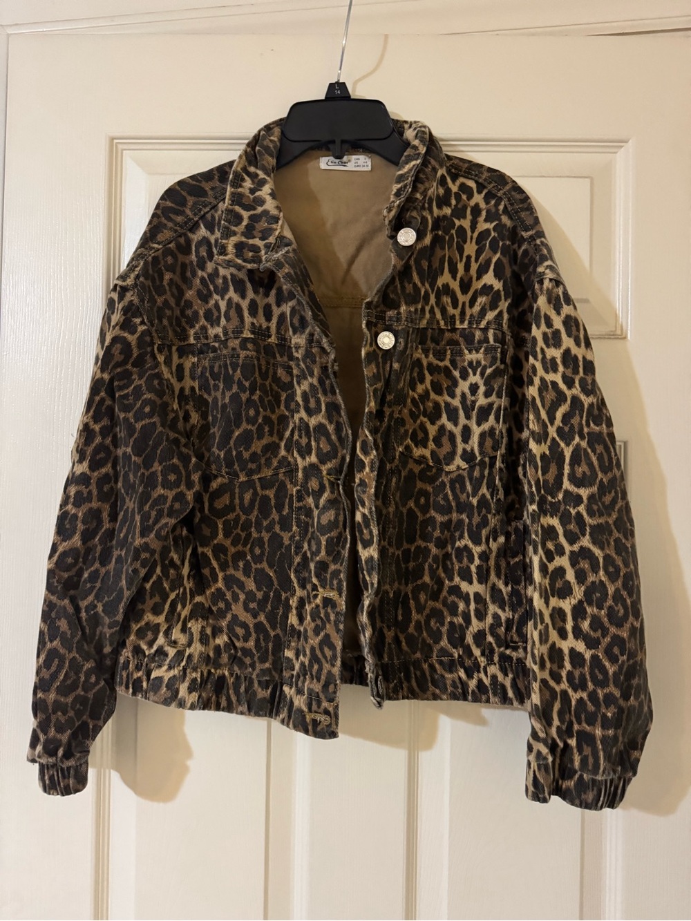 Leopard Print Jean Jacket - Brown Animal Print Trucker